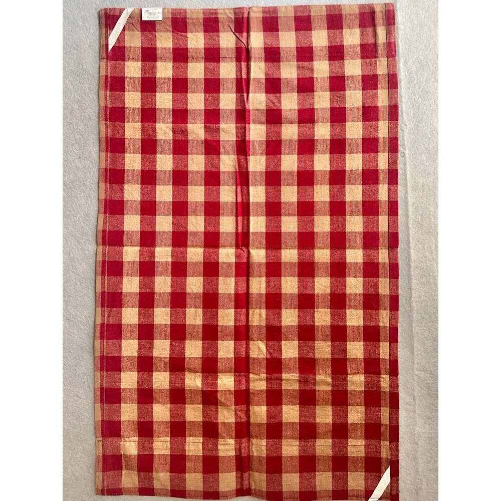 Park Imports & Designs Red Tan Apple and Checked Kitchen Tea Towel 30